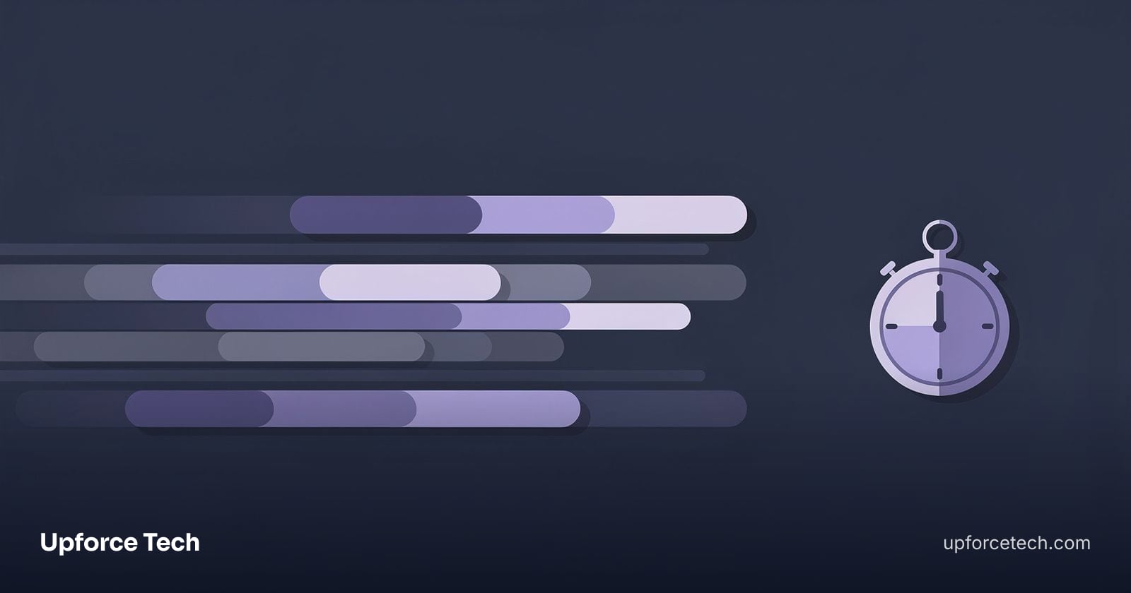 A progress bar split into parallel lanes with a stopwatch showing a short time